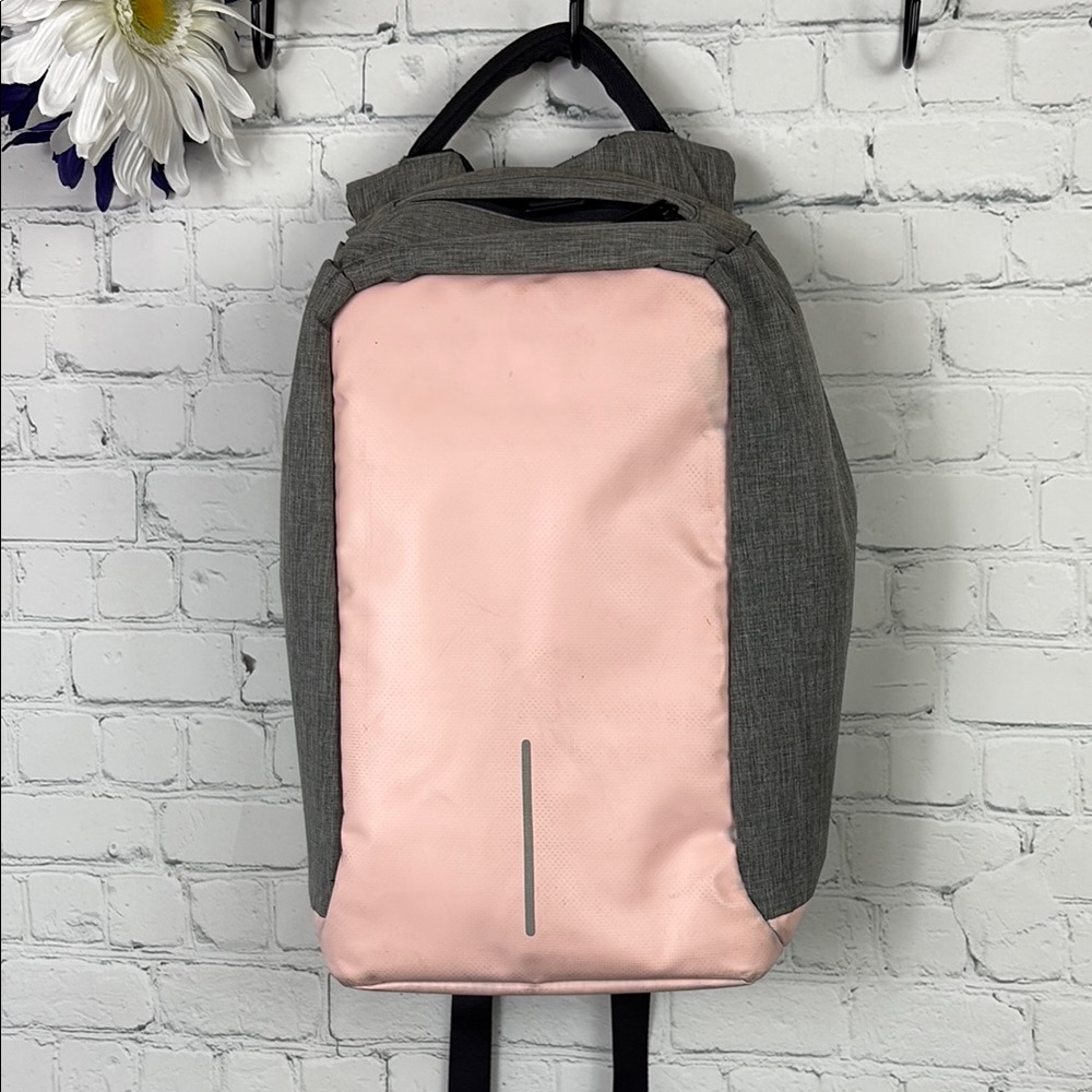 OZUKO Anti Theft Gray and Pink Backpack